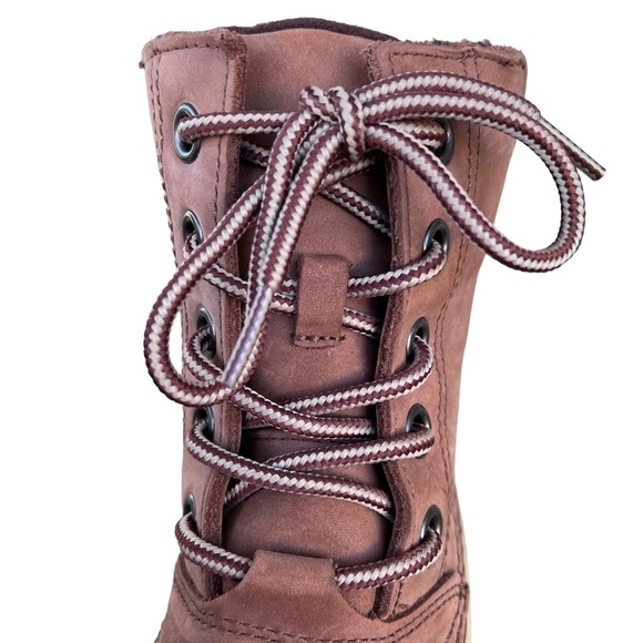 Sorel Slimpack Lace Leather Winter Snow Boot Waterproof Size 6 Tan Black - Picture 9 of 16